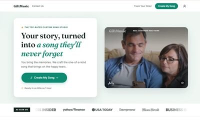 GiftMusic’s first screen with the Create My Song button