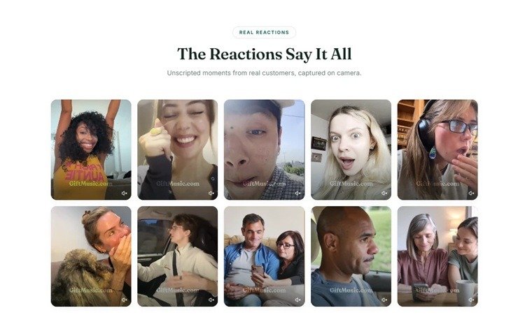 Section with recipients’ reaction videos